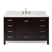 Cambridge 55" Free Standing Single Basin Vanity Set with Wood Cabinet, Marble Vanity Top, and Oval Bathroom Sink