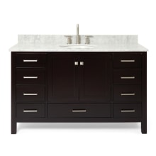 Cambridge 55" Free Standing Single Basin Vanity Set with Cabinet, Marble Vanity Top, and Oval Bathroom Sink