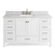 Cambridge 55" Free Standing Single Basin Vanity Set with Cabinet, Marble Vanity Top, and Rectangular Bathroom Sink