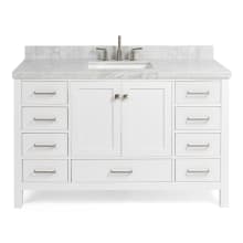 Cambridge 55" Free Standing Single Basin Vanity Set with Wood Cabinet, Marble Vanity Top, and Rectangular Bathroom Sink