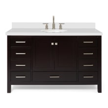 Cambridge 55" Free Standing Single Basin Vanity Set with Cabinet, Quartz Vanity Top, and Oval Bathroom Sink