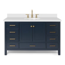 Cambridge 55" Free Standing Single Basin Vanity Set with Cabinet, Quartz Vanity Top, and Oval Bathroom Sink