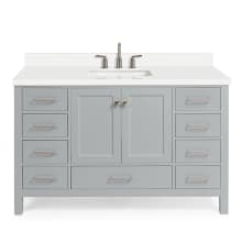 Cambridge 55" Free Standing Single Basin Vanity Set with Cabinet, Quartz Vanity Top, and Rectangular Sink