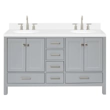 Cambridge 60" Free Standing Double Basin Vanity Set with Cabinet, Quartz Vanity Top, and Oval Bathroom Sink