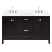 Cambridge 60" Free Standing Double Basin Vanity Set with Cabinet, Quartz Vanity Top, and Rectangular Bathroom Sink