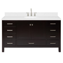 Cambridge 60" Free Standing Single Basin Vanity Set with Cabinet, Quartz Vanity Top, and Oval Bathroom Sink