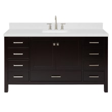 Cambridge 60" Free Standing Single Basin Vanity Set with Cabinet, Quartz Vanity Top, and Rectangular Bathroom Sink