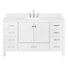 Cambridge 60" Free Standing Single Basin Vanity Set with Cabinet, Quartz Vanity Top, and Rectangular Bathroom Sink