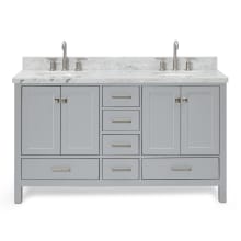 Cambridge 61" Free Standing Double Basin Vanity Set with Wood Cabinet, Marble Vanity Top, and Oval Bathroom Sink