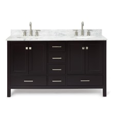 Cambridge 61" Free Standing Double Basin Vanity Set with Cabinet, Marble Vanity Top, and Oval Bathroom Sink