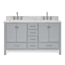 Cambridge 61" Free Standing Double Basin Vanity Set with Cabinet, Marble Vanity Top, and Rectangular Bathroom Sink