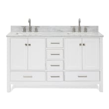 Cambridge 61" Free Standing Double Basin Vanity Set with Cabinet, Marble Vanity Top, and Rectangular Bathroom Sink