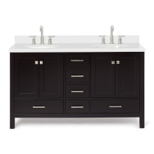 Cambridge 61" Free Standing Double Basin Vanity Set with Cabinet, Quartz Vanity Top, and Oval Sink