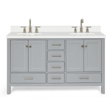 Cambridge 61" Free Standing Double Basin Vanity Set with Cabinet, Quartz Vanity Top, and Oval Bathroom Sink