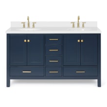 Cambridge 61" Free Standing Double Basin Vanity Set with Cabinet, Quartz Vanity Top, and Oval Bathroom Sink