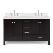 Cambridge 61" Free Standing Double Basin Vanity Set with Cabinet, Quartz Vanity Top, and Rectangular Sink