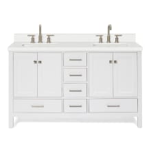 Cambridge 61" Free Standing Double Basin Vanity Set with Cabinet, Quartz Vanity Top, and Rectangular Sink