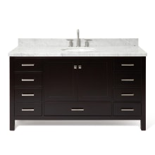 Cambridge 61" Free Standing Single Basin Vanity Set with Wood Cabinet, Marble Vanity Top, and Oval Bathroom Sink