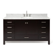 Cambridge 61" Free Standing Single Basin Vanity Set with Cabinet, Marble Vanity Top, and Oval Bathroom Sink
