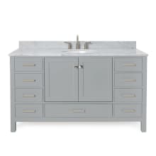 Cambridge 61" Free Standing Single Basin Vanity Set with Cabinet, Marble Vanity Top, and Oval Bathroom Sink