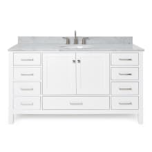 Cambridge 61" Free Standing Single Basin Vanity Set with Cabinet, Marble Vanity Top, and Oval Sink