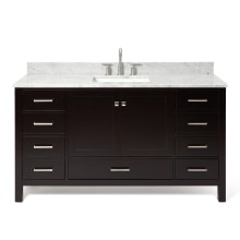 Cambridge 61" Free Standing Single Basin Vanity Set with Cabinet, Marble Vanity Top, and Rectangular Bathroom Sink