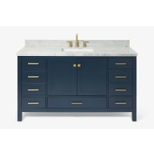 Cambridge 61" Free Standing Single Basin Vanity Set with Wood Cabinet, Marble Vanity Top, and Rectangular Bathroom Sink