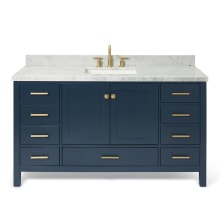 Cambridge 61" Free Standing Single Basin Vanity Set with Wood Cabinet, Marble Vanity Top, and Rectangular Sink