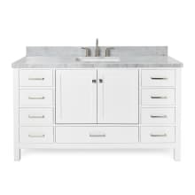 Cambridge 61" Free Standing Single Basin Vanity Set with Wood Cabinet, Marble Vanity Top, and Rectangular Sink