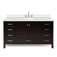 Cambridge 61" Free Standing Single Basin Vanity Set with Cabinet, Quartz Vanity Top, and Oval Bathroom Sink