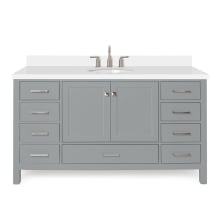 Cambridge 61" Free Standing Single Basin Vanity Set with Cabinet, Quartz Vanity Top, and Oval Bathroom Sink