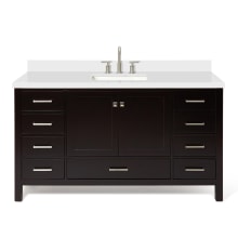 Cambridge 61" Free Standing Single Basin Vanity Set with Cabinet, Quartz Vanity Top, and Rectangular Sink