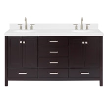 Cambridge 66" Free Standing Double Basin Vanity Set with Cabinet, Quartz Vanity Top, and Oval Bathroom Sink