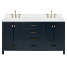 Cambridge 66" Free Standing Double Basin Vanity Set with Cabinet, Quartz Vanity Top, and Oval Bathroom Sink