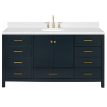 Cambridge 66" Free Standing Single Basin Vanity Set with Cabinet, Quartz Vanity Top, and Oval Bathroom Sink