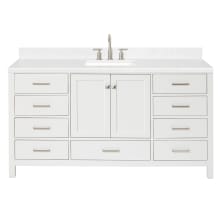 Cambridge 66" Free Standing Single Basin Vanity Set with Cabinet, Quartz Vanity Top, and Rectangular Bathroom Sink