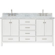 Cambridge 67" Free Standing Double Basin Vanity Set with Cabinet, Marble Vanity Top, and Oval Bathroom Sink