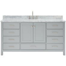 Cambridge 67" Free Standing Single Oval Basin Vanity Set with Cabinet and 3/4" Thick Carrara Marble Vanity Top