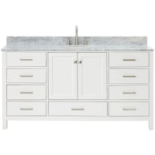 Cambridge 67" Free Standing Single Oval Basin Vanity Set with Cabinet and 3/4" Thick Carrara Marble Vanity Top