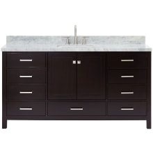 Cambridge 67" Free Standing Single Rectangular Basin Vanity Set with Cabinet and 1-1/2" Thick Carrara Marble Vanity Top
