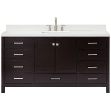 Cambridge 67" Free Standing Single Basin Vanity Set with Cabinet, Quartz Vanity Top, and Rectangular Bathroom Sink