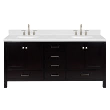 Cambridge 72" Free Standing Double Basin Vanity Set with Cabinet, Quartz Vanity Top, and Oval Bathroom Sink