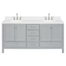 Cambridge 72" Free Standing Double Basin Vanity Set with Cabinet, Quartz Vanity Top, and Oval Bathroom Sink