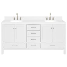 Cambridge 72" Free Standing Double Basin Vanity Set with Cabinet, Quartz Vanity Top, and Oval Bathroom Sink