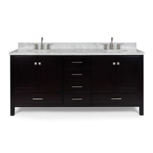 Cambridge 73" Free Standing Double Basin Vanity Set with Wood Cabinet, Marble Vanity Top, and Oval Bathroom Sink