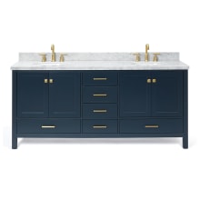 Cambridge 73" Free Standing Double Basin Vanity Set with Wood Cabinet, Marble Vanity Top, and Oval Bathroom Sink