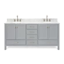 Cambridge 73" Free Standing Double Basin Vanity Set with Cabinet, Marble Vanity Top, and Oval Sink