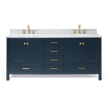 Cambridge 73" Free Standing Double Basin Vanity Set with Cabinet, Marble Vanity Top, and Oval Bathroom Sink