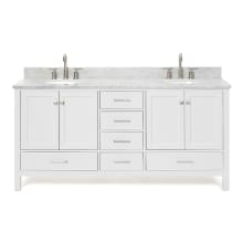 Cambridge 73" Free Standing Double Basin Vanity Set with Cabinet, Marble Vanity Top, and Oval Bathroom Sink