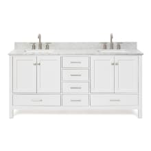 Cambridge 73" Free Standing Double Basin Vanity Set with Cabinet, Marble Vanity Top, and Rectangular Sink